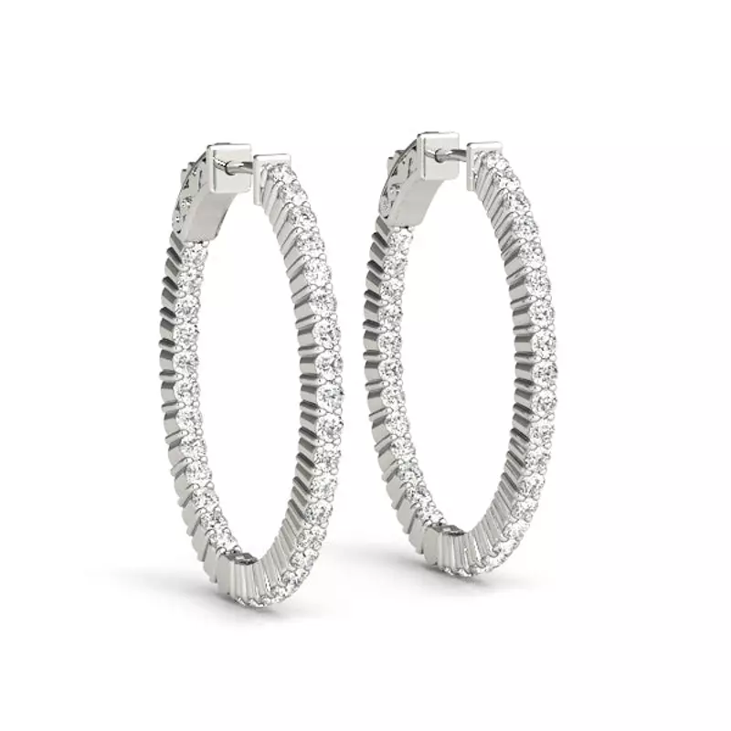 14K White Gold Endless Diamond Hoop Earrings (5 1/4 ct. tw.)